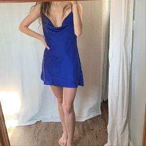 NWT PacSun blue deep cowl mini dress Size XS
